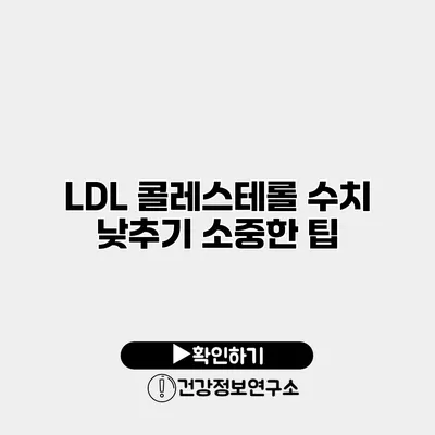 LDL 콜레스테롤 수치 낮추기 소중한 팁