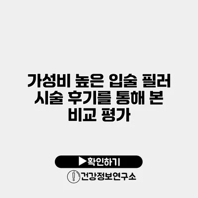 가성비 높은 입술 필러 시술 후기를 통해 본 비교 평가