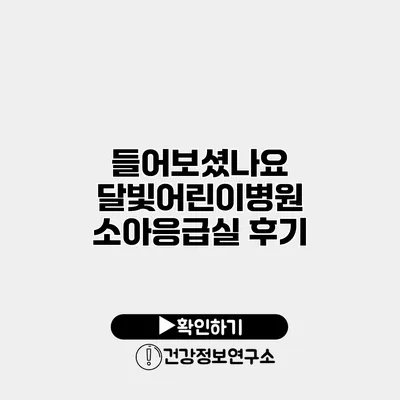 들어보셨나요? 달빛어린이병원 소아응급실 후기