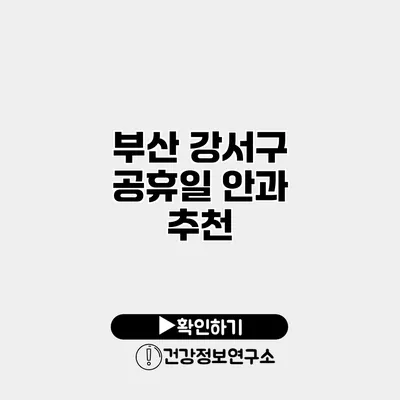 부산 강서구 공휴일 안과 추천