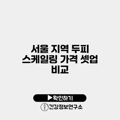 서울 지역 두피 스케일링 가격 셋업 비교