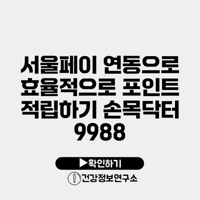 서울페이 연동으로 효율적으로 포인트 적립하기 손목닥터 9988