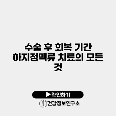 수술 후 회복 기간 하지정맥류 치료의 모든 것