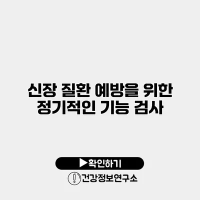 신장 질환 예방을 위한 정기적인 기능 검사