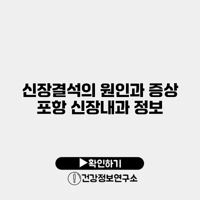 신장결석의 원인과 증상 포항 신장내과 정보