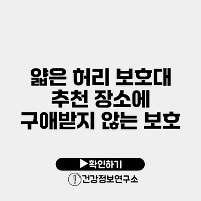 얇은 허리 보호대 추천 장소에 구애받지 않는 보호