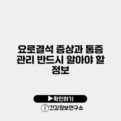 요로결석 증상과 통증 관리 반드시 알아야 할 정보