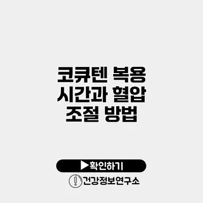 코큐텐 복용 시간과 혈압 조절 방법