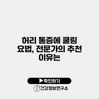허리 통증에 쿨링 요법, 전문가의 추천 이유는?