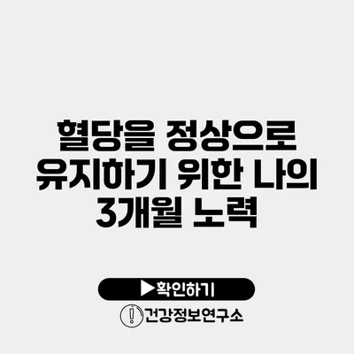 혈당을 정상으로 유지하기 위한 나의 3개월 노력