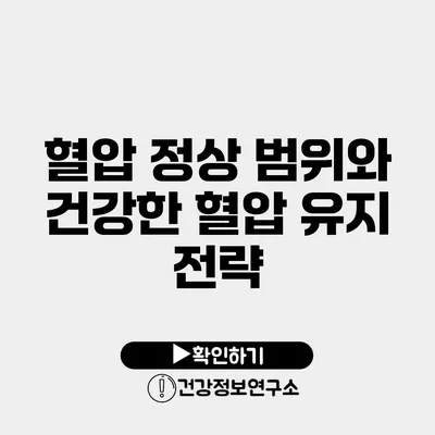 혈압 정상 범위와 건강한 혈압 유지 전략