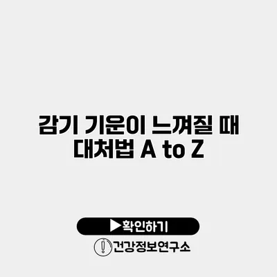 감기 기운이 느껴질 때 대처법 A to Z