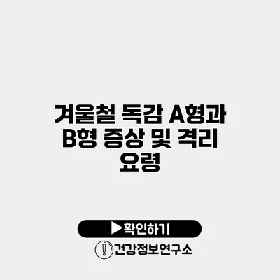 겨울철 독감 A형과 B형 증상 및 격리 요령