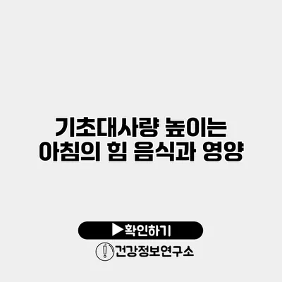 기초대사량 높이는 아침의 힘 음식과 영양