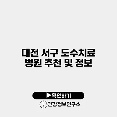 대전 서구 도수치료 병원 추천 및 정보