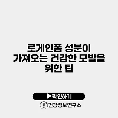로게인폼 성분이 가져오는 건강한 모발을 위한 팁