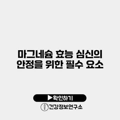마그네슘 효능 심신의 안정을 위한 필수 요소