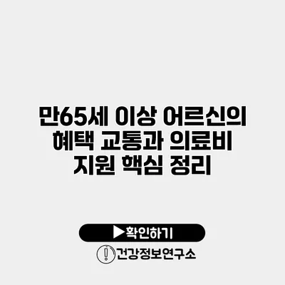 만65세 이상 어르신의 혜택 교통과 의료비 지원 핵심 정리