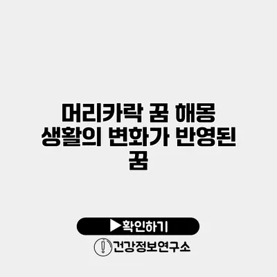 머리카락 꿈 해몽 생활의 변화가 반영된 꿈