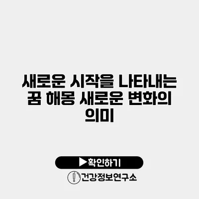 새로운 시작을 나타내는 꿈 해몽 새로운 변화의 의미