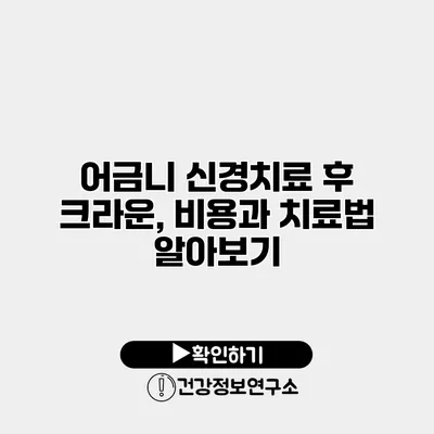 어금니 신경치료 후 크라운, 비용과 치료법 알아보기