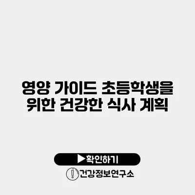 영양 가이드 초등학생을 위한 건강한 식사 계획