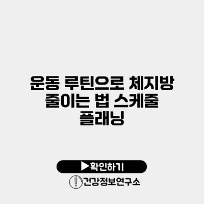운동 루틴으로 체지방 줄이는 법 스케줄 플래닝