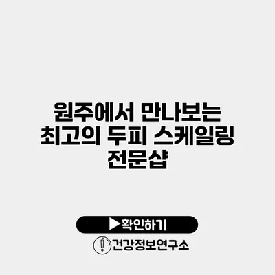 원주에서 만나보는 최고의 두피 스케일링 전문샵