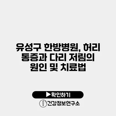 유성구 한방병원, 허리 통증과 다리 저림의 원인 및 치료법