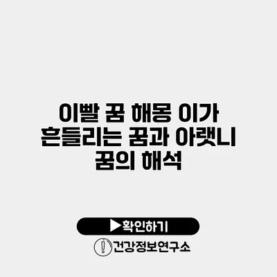 이빨 꿈 해몽 이가 흔들리는 꿈과 아랫니 꿈의 해석