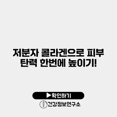저분자 콜라겐으로 피부 탄력 한번에 높이기!