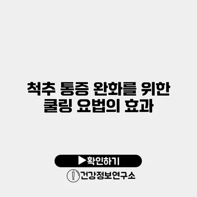 척추 통증 완화를 위한 쿨링 요법의 효과