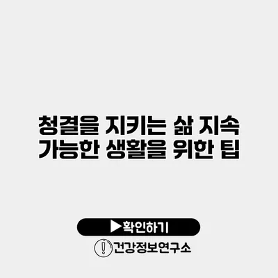 청결을 지키는 삶 지속 가능한 생활을 위한 팁