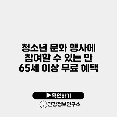 청소년 문화 행사에 참여할 수 있는 만 65세 이상 무료 혜택
