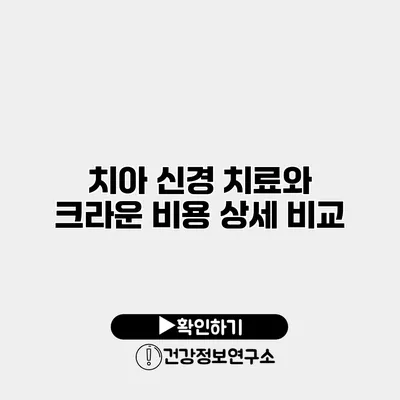 치아 신경 치료와 크라운 비용 상세 비교