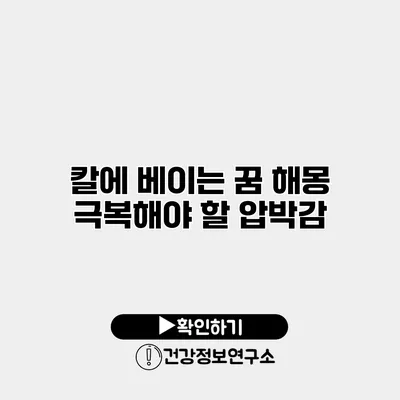 칼에 베이는 꿈 해몽 극복해야 할 압박감