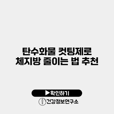 탄수화물 컷팅제로 체지방 줄이는 법 추천
