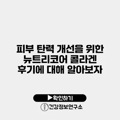 피부 탄력 개선을 위한 뉴트리코어 콜라겐 후기에 대해 알아보자