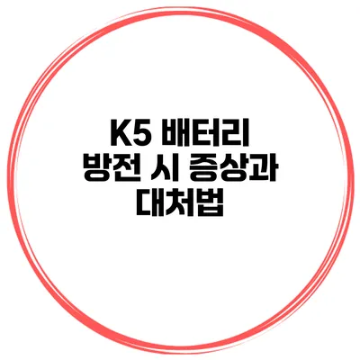 K5 배터리 방전 시 증상과 대처법