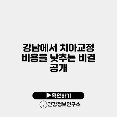 강남에서 치아교정 비용을 낮추는 비결 공개