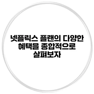 넷플릭스 플랜의 다양한 혜택을 종합적으로 살펴보자