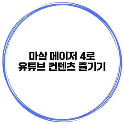 마샬 메이저 4로 유튜브 컨텐츠 즐기기