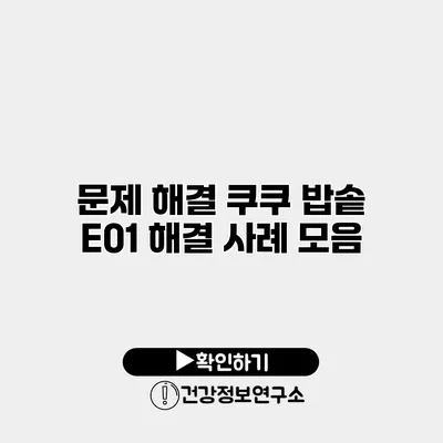 문제 해결 쿠쿠 밥솥 E01 해결 사례 모음