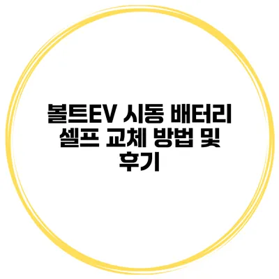 볼트EV 시동 배터리 셀프 교체 방법 및 후기