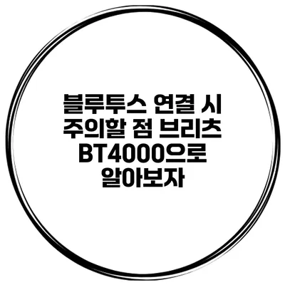 블루투스 연결 시 주의할 점 브리츠 BT4000으로 알아보자