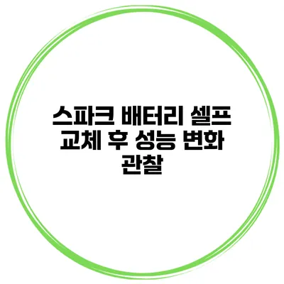 스파크 배터리 셀프 교체 후 성능 변화 관찰