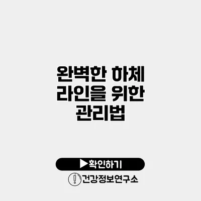 완벽한 하체 라인을 위한 관리법
