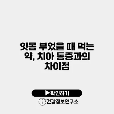 잇몸 부었을 때 먹는 약, 치아 통증과의 차이점