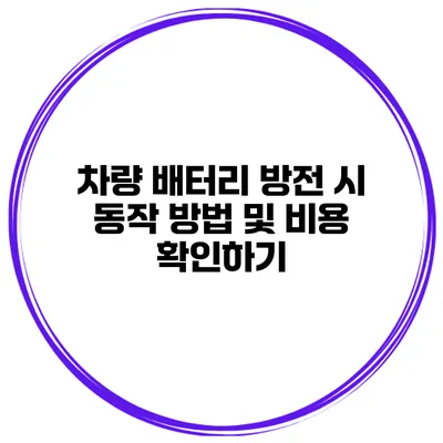 차량 배터리 방전 시 동작 방법 및 비용 확인하기