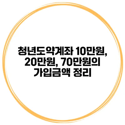 청년도약계좌 10만원, 20만원, 70만원의 가입금액 정리